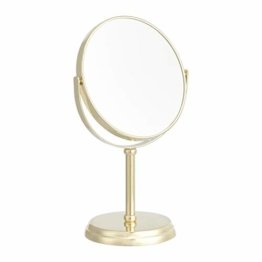 Goldener Kosmetikspiegel Schlicht und Elegant Vergrößerung 1-fach/5-fach, goldfarben Schminkspiegel Standspiegel