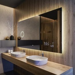 Badspiegel mit LED Beleuchtung - Individuell Nach Maß - Beleuchtet Wandspiegel Lichtspiegel Badezimmerspiegel Bad Licht Spiegel