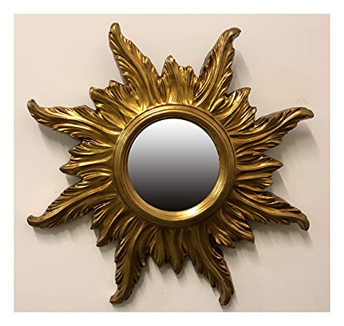 BAROCK ANTIK WANDSPIEGEL Sonne Gold 56x56 cm RUNDER REPRO Spiegel Sun Zeitloses Design