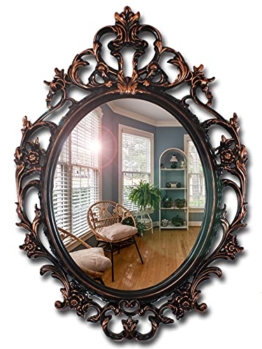 Wall Mirror Dekorative Spiegel mit Rahmen zum Aufhängen Barock Spiegel Gold Spiegel Retro Design für Wohnzimmer Wandspiegel Antik Oval Flur Vintage Wand-Deko 62 x 42 cm Badezimmer... 