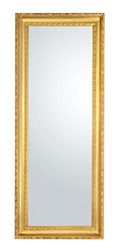 Blattgold Gold Antik Spiegel Klassischer Ganzkörperspiegel Wandspiegel mit Holzrahmen 67x167 Eingang Flur Essraum