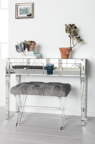 Design Spiegel Konsole Luxury, Highboard mit 2 Schüben, verspiegelter Schminktisch, Kosmetiktisch, Luxus (H/B/T) 77x100x40cm