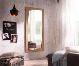 Design-Wandspiegel Holzrahmen Spiegel Ankleidespiegel Flur Schlafzimmer Wyatt 160x70 cm Akazie Natur