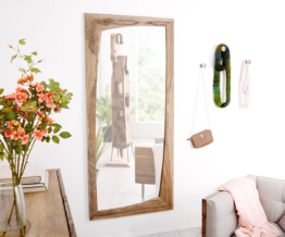 Designer-Wandspiegel  Design Holzrahmen Großer Ankleidespiegel Wyatt 160x70 cm Sheesham Natur