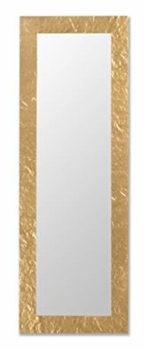Goldener Spiegel Gold Wandspiegel Lehnspiegel Tanneholz Rahmen Modern 50x145 Holzspiegel Goldspiegel
