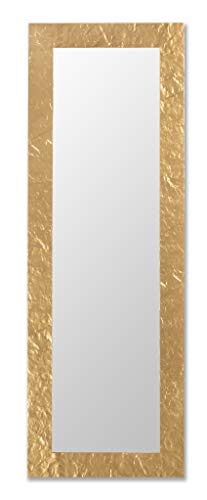 Goldener Spiegel Gold Wandspiegel Lehnspiegel Tanneholz Rahmen Modern 50x145 Holzspiegel Goldspiegel