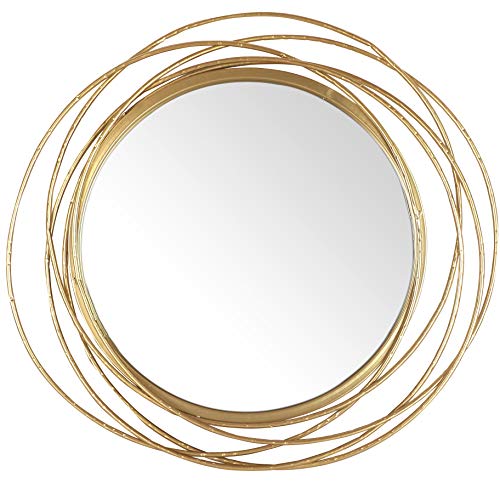 Großer Spiegel Rund Gold 70 cm, Runder Wandspiegel mit Goldrahmen, Goldener Dekorativer Designspiegel, Badezimmer - Badspiegel, Deko Metallrahmen Flur