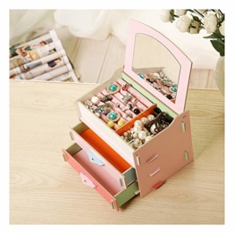 hölzerne Spiegel Aufbewahrungsbox  Ringohrringe Schmuckkasten kosmetischer Aufbewahrungsbox Make-up-Box