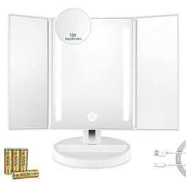 Kosmetikspiegel mit LED Licht Schminkspiegel mit Blendfrei Beleuchtung Dimmbare Helligkeit für Schminken Rasieren Makeup Spiegel mit Touchschalter