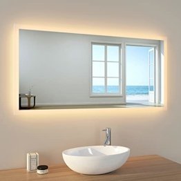 LED Badspiegel mit Beleuchtung Warmweiß Lichtspiegel 120x60cm Badezimmerspiegel Wandspiegel