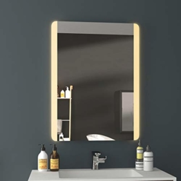 Lichtspiegel Badezimmerspiegel 60x80cm LED Badspiegel mit Beleuchtung Warmweissen Licht Moderner Spiegel