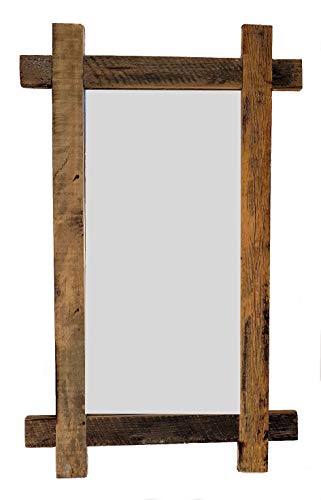 Massiv Holz Braun Wandspiegel rustikal Garderobenspiegel Flurspiegel Spiegel Badspiegel Landhaus