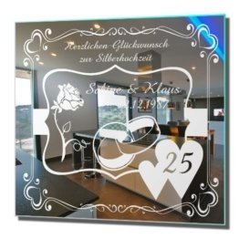 Motivspiegel Silberhochzeit 3 Silberne Hochzeit Geschenk Wandspiegel Spiegel mit Gravur Wandbild