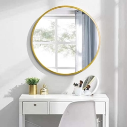 Runder goldener Spiegel 40cm mit Gold Metallrahmen HD Wandspiegel aus Glas für Badzimmer Ankleidezimmer Wohnzimmer Schminkspiegel