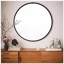 Runder Spiegel mit Schwarz Metallrahmen HD Wandspiegel 60cm für Badzimmer, Ankleidezimmer oder Wohnzimmer Schminkspiegel Schwarz