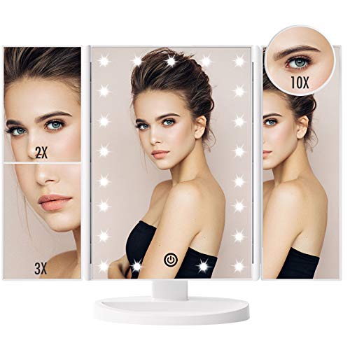 Schminkspiegel mit Beleuchtung Dimmbar Faltbare Kosmetikspiegel mit Vergrößerung Drehbarer Schminkspiegel mit licht