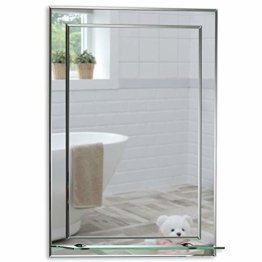 Schöner rechteckiger Badezimmerspiegel mit Ablage, modern und stylisher Badspiegel Wandspiegel Spiegel 60cm X 43cm