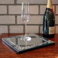 Spiegel Deko Spiegeltablett Stones Spiegel Steine mit Spiegelsteinchen Fliese aus Spiegelglas, 25x25cm, Dekoratives Bar Zubehör