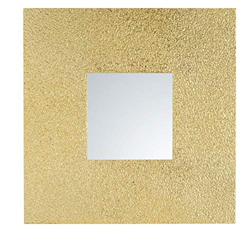 Spiegel Goldener Wandspiegel Quadratisch Blattgold luxuriöses Design 50x50. Deko Spiegel Flur, Schlafzimmer, Badezimmer Wohnzimmer