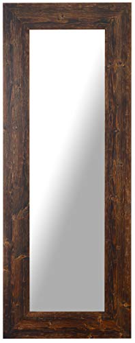 Spiegel Großer Holzspiegel mit Rahmen aus Alpen Tannenholz  57x147 Finish dunkel Wenge Natur Flurspiegel Ganzkörperspiegel Wandspiegel