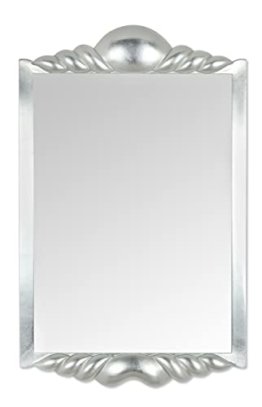Spiegel Modern Blattsilber Verzierungen luxuriös Handarbeit Silber Wandspiegel 55 x 89 Hotel Eingangshalle Luxus Design