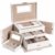 Spiegel Schmuckkasten, Schmuckkästchen mit Schubladen, abschließbarer Schmuck-Organizer Reise-Box für Ringe Armbänder Ohrringe weiß 