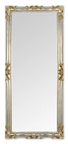 Spiegel Wandspiegel klassisch im französischen Holzrahmen Stil Blattsilber Antik handgefertigt 62 x 142 cm