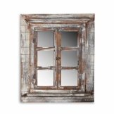 Spiegel Wandspiegel mit Fensterläden 64x54cm Shabby Chic Spiegelfenster mit Ablage Fenstertüren als Bilderrahmen