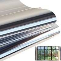 Spiegelfolie Fenster Sichtschutz Selbstklebend Fensterfolie Reflektierende Dachfenster Folie Sonnenschutzfolie UV-Schutz für Haus Geschäfte Büro Silber, 90 x 400 cm