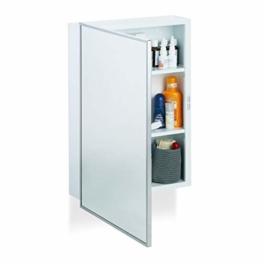 Spiegelschrank Bad, Hängeschrank, eintüriger Wandschrank aus Stahl, mit 3 Ablagen, HBT: 56x40,5x12,5 cm, weiß