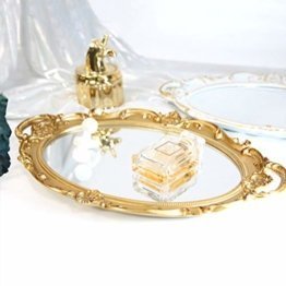 Spiegeltablett Vintage Spiegel Tablett Oval Retro Gold Ablage Kommode Schmuck Geschirr Ringhalter Armbänder Platte