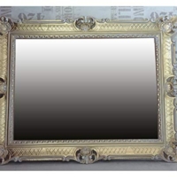 WANDSPIEGEL BAROCKSPIEGEL Spiegel Gold WEIß  90×70 cm ANTIK BAROCK Shabby CHIC LUXURIÖS JUGENDSTIL Retro Design ORNAMENT-VERZIEHRUNGEN PRUNKVOLL