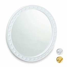 Wandspiegel rund, moderner Deko-Spiegel zum Aufhängen, Flur, Wohnzimmer, Bad & WC mit Rahmen weiß
