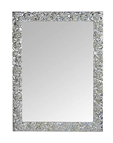 Wandspiegel Silber handgefertigt mit Blattsilber Klassisch 62x82 Holzrahmen. Spiegel Wand, Flurspiegel Wohnzimmer Badezimmer Schlafzimmer