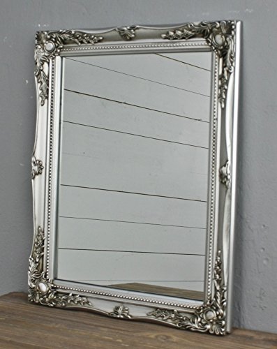 Wandspiegel Silber Spiegel barock im Landhausstil als Badspiegel Schminkspiegel Frisierspiegel Shabby Look