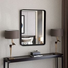 Wandspiegel Spiegel für Wand dekorativer moderner schwarzer Metallrahmen für Badezimmer Schlafzimmer Wohnzimmer Eingangsbereiche Schwarz