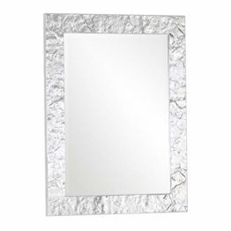 Wandspiegel Spiegel Wand Silber Rahmen Tannenholz Finitur Blattsilber handgefertigt  65x85 Spiegelglas aus Kristall Schlafzimmer Wohnzimmer Flur Eingagsraum Badezimmer