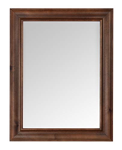 Wandspiegel Walnuss-Finish Braun Holzrahmen Landhausspiegel rechteckig klassisch 66 x 86 cm Spiegel aus Holz