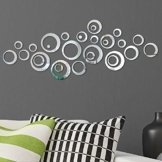 Acryl Spiegel Blasen Kreise Ringe Wandaufkleber Aufkleber für Zuhause Wohnzimmer Schlafzimmer Deko Wandtattoo silber