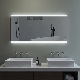 Badspiegel mit LED Beleuchtung Wandspiegel Lichtspiegel Bad Spiegel beheizt antibeschlag Touch Schalter beleuchtet Badezimmerspiegel dimmbar