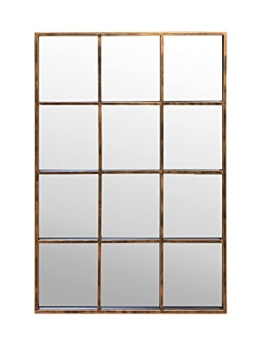 Bronzener Metall Fenster Wandspiegel Metallrahmen Industrie Design - 90 x 60 cm Spiegel - Vintage - Bronze
