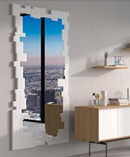 Dekorationsspiegel Moderner dekorativer Wandspiegel 3D für Salon Schlafzimmer Spiegel Eingang Garderobe Groβer eleganter Spiegel weiβ