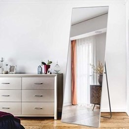 Ganzkörperspiegel Aufhängen Anlehnen an die Wand rechteckiger großer Bodenspiegel 150x50cm Silber Schminkspiegel Wandspiegel für Schlafzimmer Badezimmer Wohnzimmer