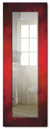 Ganzkörperspiegel mit roten Rahmen Holz Wandspiegel Abstrakt Kunst Modern Flur, Ankleidezimmer, Wohnzimmer, Schlafzimmer, Esszimmer, Diele, Eingangsbereich und Büro