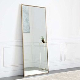 Goldener Ganzkörperspiegel, stehend, hängend - Wand gelehnt, großer rechteckiger Wandspiegel Schlafzimmerspiegel, Aluminium-Legierung, dünner Rahmen, 163x54cm