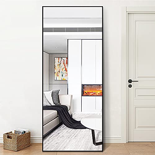 Großer Ganzkörperspiegel Standspiegel mit Metallrahmen Splitterschutz 163 x 54 cm Wandspiegel für Wohnzimmer oder Ankleidezimmer - Schwarz
