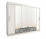 Großer XXL Schwebetürenschrank 250 cm mit Spiegel Kleiderschrank Spiegelschrank Schlafzimmer- Wohnzimmerschrank Schiebetüren Modern Design Weiß