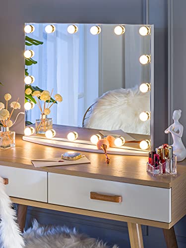 Hollywood Kosmetikspiegel Tabletop Tischspiegel mit dimmbarem Licht Glühbirnen, Touch Control, kaltem/warmem Schminkspiegel