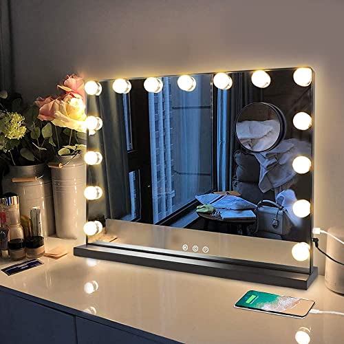 LED Birnen mit Touch Sensor Dimmer und Netzteil 10 Lampen Spiegel nicht enthalten 4 Meter 3 Farbtöne Spiegel Leuchten für Schmink Tisch Kosmetik Lampen für DIY Hollywood Make up Spiegel 