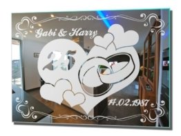 Motivspiegel Silberhochzeit Silberne Hochzeit Geschenk Wandspiegel Spiegel mit Gravur Wandbild Gravurspiegel Spiegelgravur graviert personalisiert
